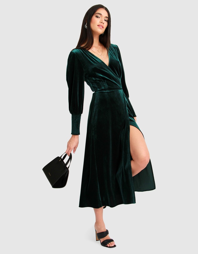 Belle & Bloom - Current Mood Velvet Wrap Dress