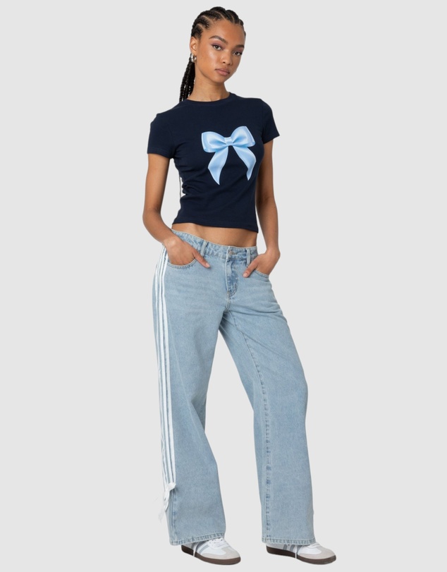 EDIKTED - Washed Low Rise Ribbon Jeans