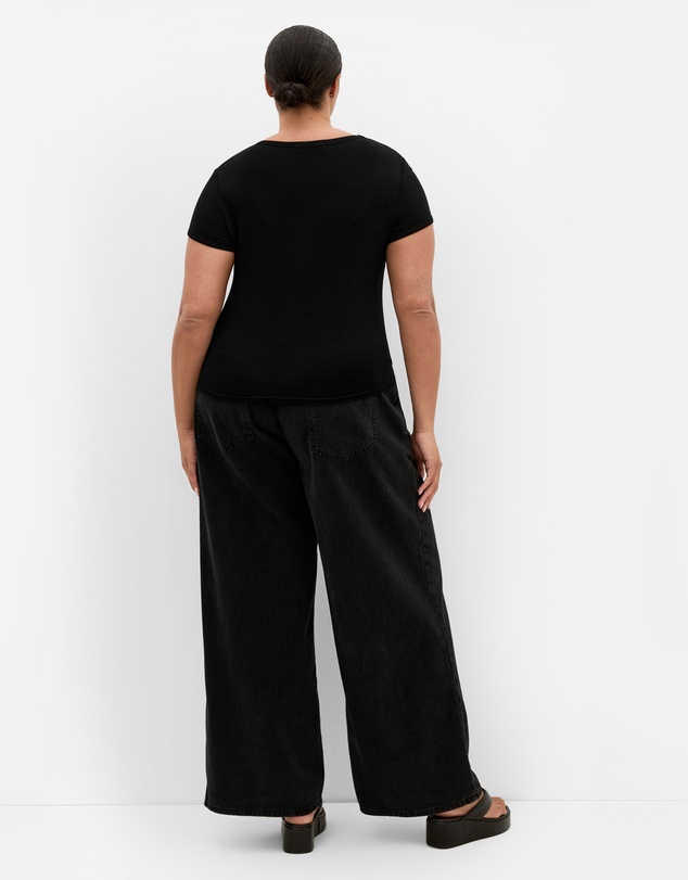 City Chic - Plus size Micro Brklyn Print Tee - black