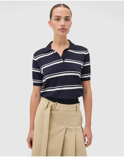 Oroton - SS Stripe Knit Polo