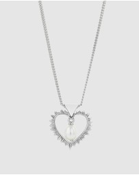 Karen Walker - Flaming Heart Pearl Drop Necklace 45cm