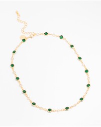 Lovisa - Gold Plated Emerald Round Station Necklace