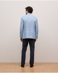 Trenery - Regular Fit Yarn Dyed Linen Blazer in Dusty Blue