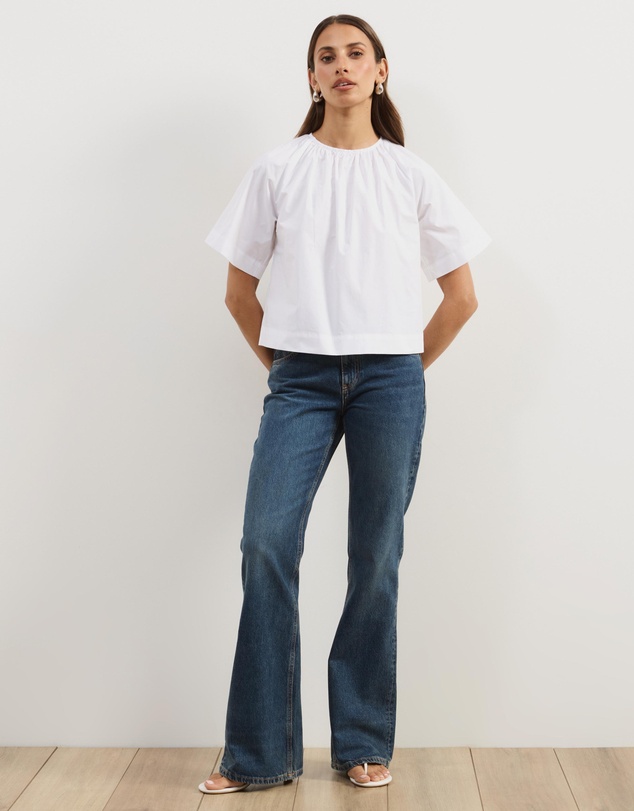 Atmos&Here - Tirsa Cotton Gathered Short Sleeve Top