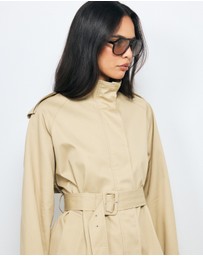 AERE - Sadie Funnel Neck Crop Trench Coat
