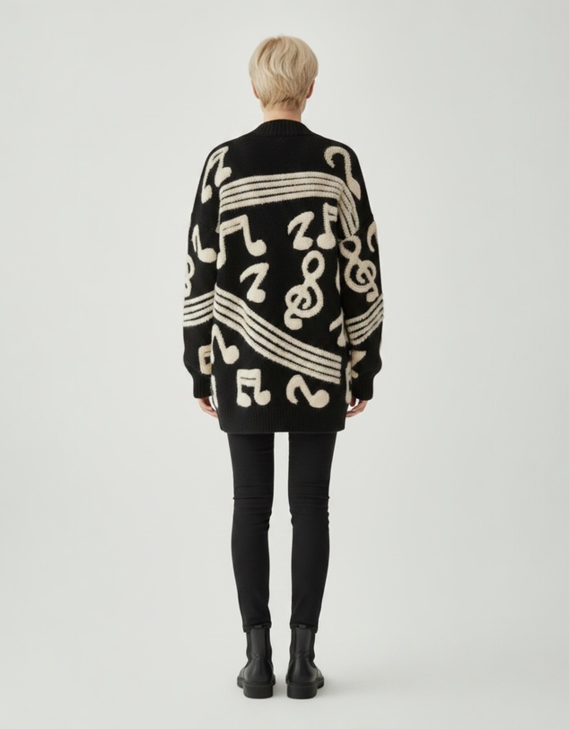 Mossée - Harper Note Pattern Knit Cardigan