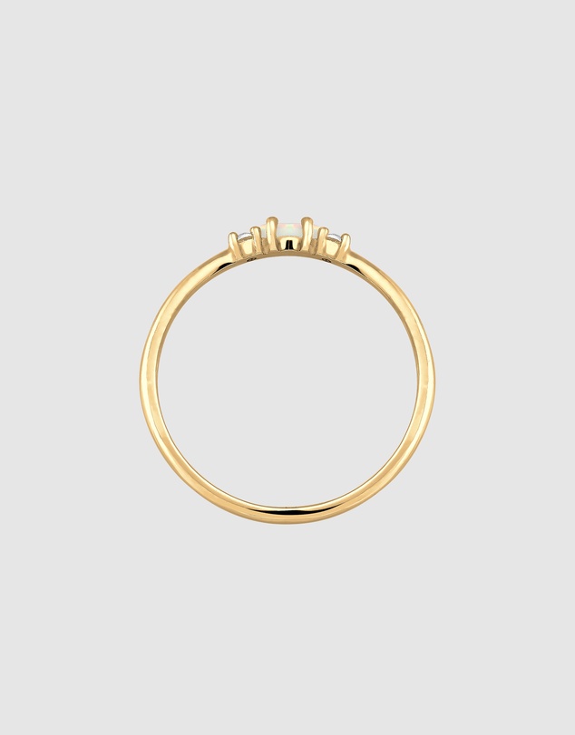 Elli Jewelry - Opal Band Ring in Gold-Plated 925 Silver