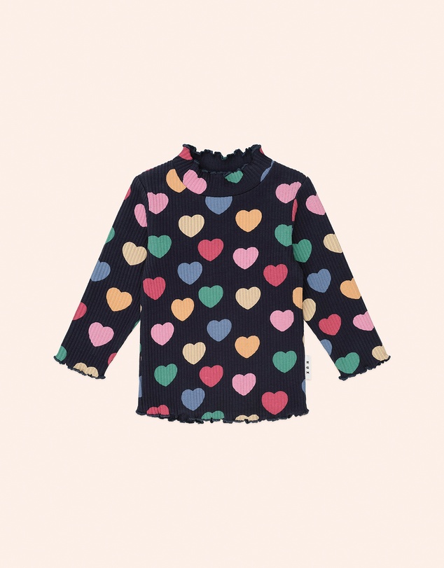 Huxbaby - Multi Hearts Rib Skivvy - Babies-Kids