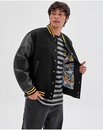 GUESS Originals - GUESS Originals x Batman Black Letterman Jacket
