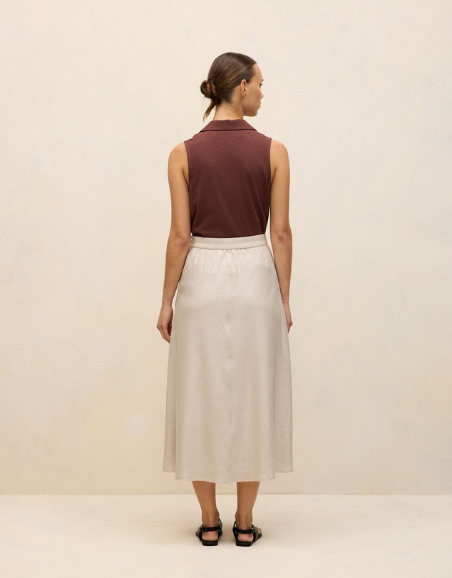 Trenery - Yarn Dyed Linen Blend Skirt in Flax
