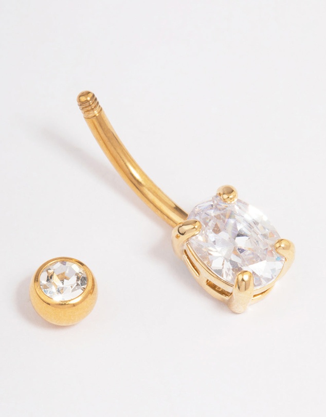 Lovisa - Gold Plated Surgical Steel Cubic Zirconia Classic Claw Belly Ring