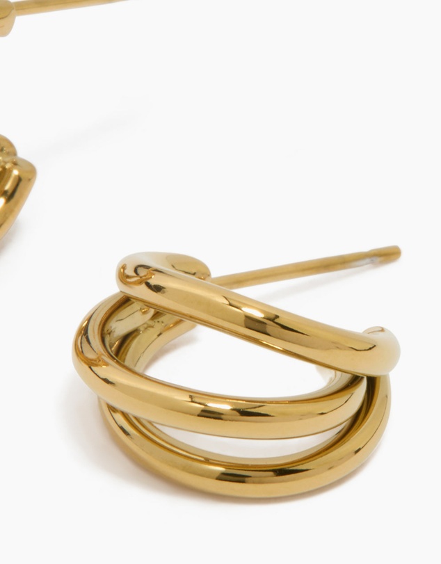 Lovisa - Waterproof Gold Plated Stainless Steel Double Row Hoop Earrings