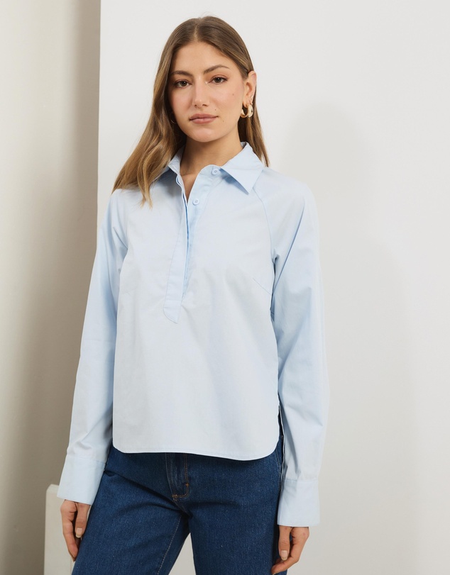 Atmos&Here - Bella Concealed Placket Cotton Shirt