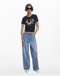Desigual - Newspaper heart T-shirt