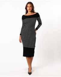 Petal & Pup - Baxtor Off the Shoulder Midi Dress - White/Black