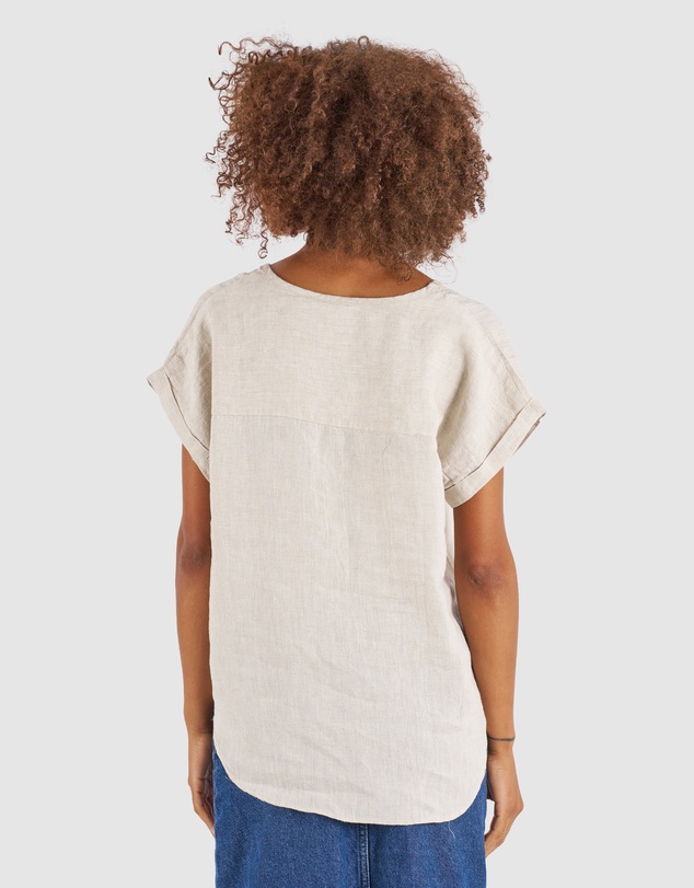 CAMIXA - Martina Linen V-Neck T-shirt