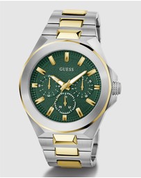 GUESS - Two-Tone Silver and Gold-Tone 46mm Green Dial Men's Watch