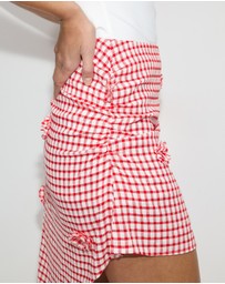Dazie - Piazza Check Asymmetric Skirt