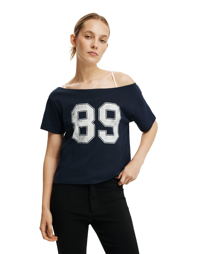 Cotton On - The Sporty Off Shoulder Graphic Tee