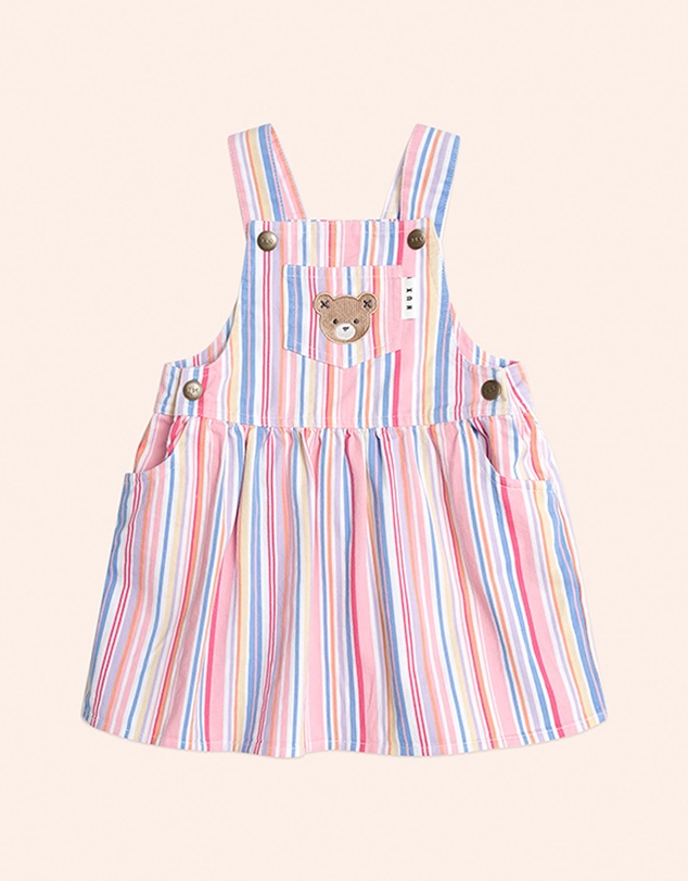 Huxbaby - Pastel Stripe Pinafore Dress - Babies-Kids