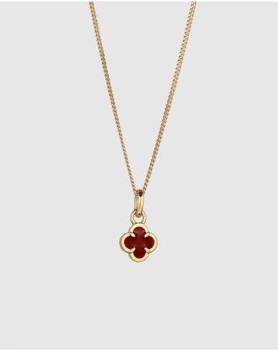 Elli Jewelry - Necklace Cloverleaf Pendant Enamel 925 Sterling Silver Gold-Plated