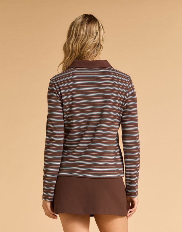 MVN - Stripe Long Sleeve Polo Top