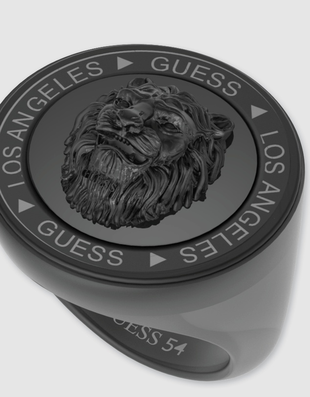 GUESS - Guess Lion King Gunmetal Ring 66