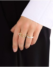 Elli Jewelry - Ring Trio Bicolor 925 Sterling Silver Gold-Plated