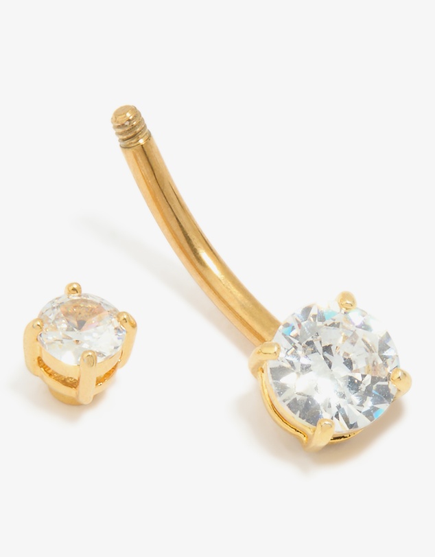 Lovisa - Gold Plated Titanium Cubic Zirconia Mini & Medium Belly Bar