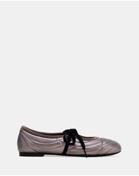 JW PEI - Erika Topstitching Lace-up Ballet Flats