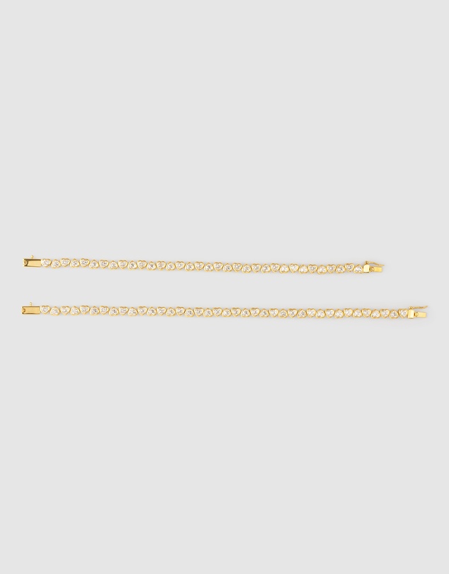 Wanderlust + Co - Heart Bezel 14K Gold Vermeil Tennis Bracelet