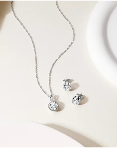 Mestige - Chevron Set embellished with crystals by Swarovski® - Silver Plated