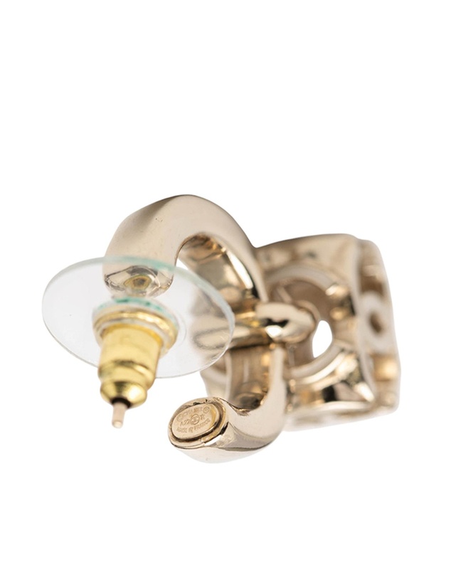 Pre-Loved by Azura Reborn - Pre-Loved CC Gold Plated Enamel Cube Drop Hoop Push Back Earrings
