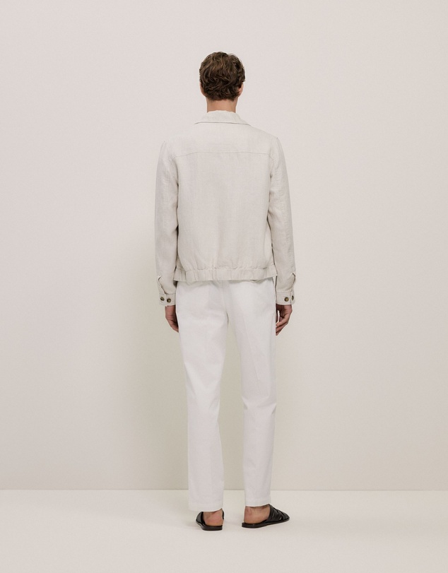Trenery - Linen Harrington Jacket in Stone
