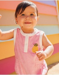 Rock Your Baby - Pineapple Goldie Terry Baby Romper in Pink