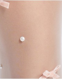 High Heel Jungle - Velvet Bow Pearl Tight -Pink/ White