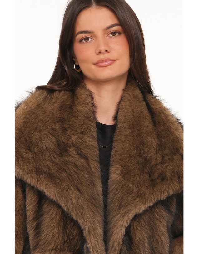 Petal & Pup - Carmie Fur Collared Jacket - Brown