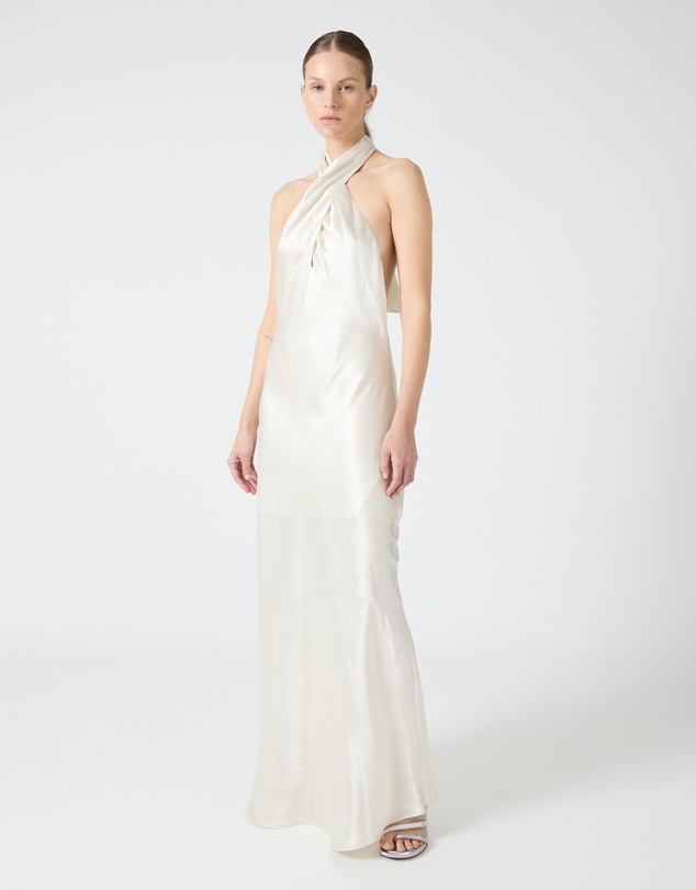 Third Form - Crush Wrap Neck Floor Length