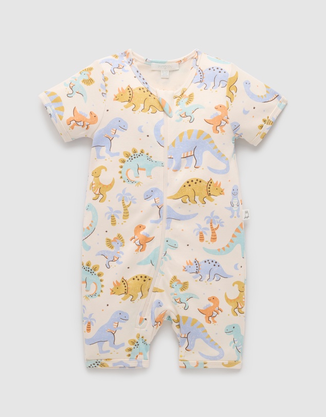 Purebaby - Short Sleeve Zip Growsuit-Kids-Babies