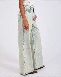 ONE TEASPOON - Love Machines Mid Waist Super Wide Leg Denim Jeans - Ambrosia Blue