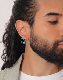 Kuzzoi - ICONIC EXCLUSIVE - Earrings Set Cross Skull Feather in 925 Sterling Silver
