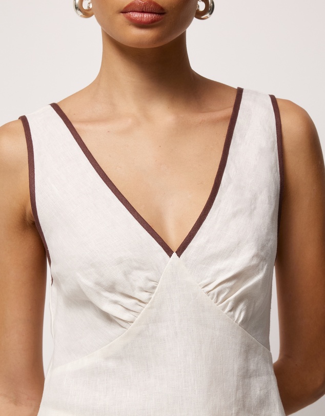 AERE - Contrast Trim Linen Top