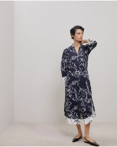 Trenery - Iluna Spliced Shirt Dress in Night Sky