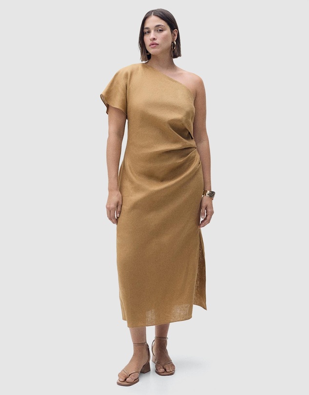 M.N.G - Rachel Asymmetrical Linen Dress