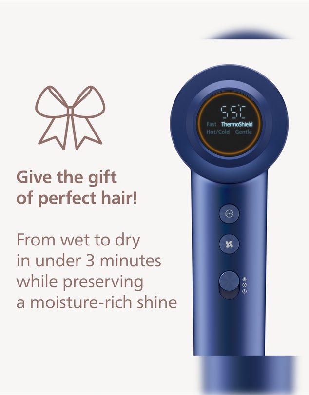 Philips - Philips Hair Dryer 8000, ThermoShield sensor, BLDC motor, Navy Blue
