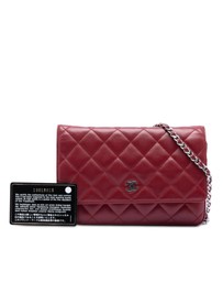 Pre-Loved by Azura Reborn - Pre-Loved CC Quilted Lambskin Wallet on Chain