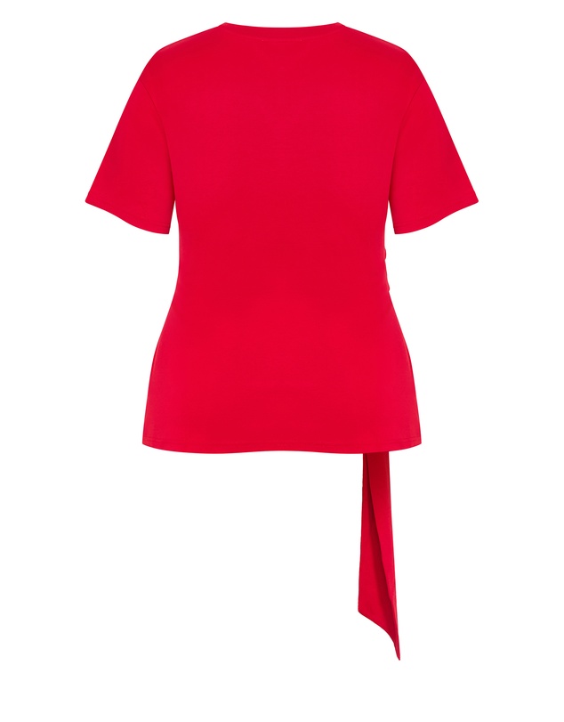 City Chic - Plus size Gina Waist Detail Top - red