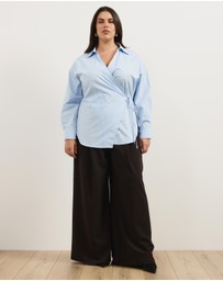 Atmos&Here Curvy - Kitt Cinched Waist Tie Wrap Shirt