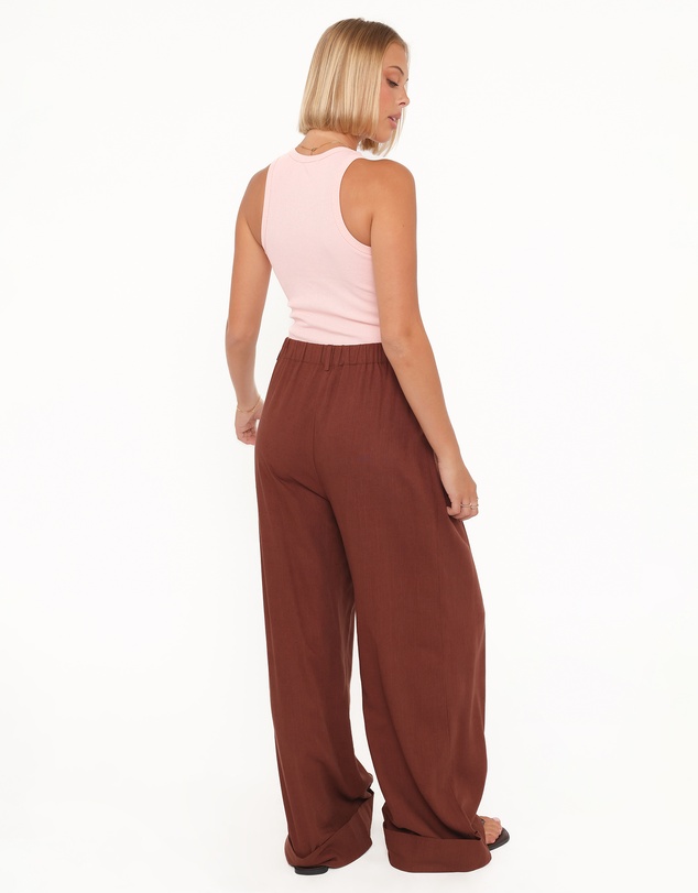 Petal & Pup - Elinor Cuffed Linen Pant - Brown