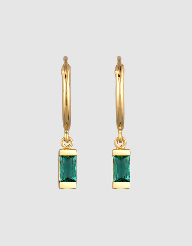 Elli Jewelry - Emerald Hoop Earrings in Gold-Plated 925 Silver